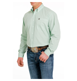 Cinch Mens Green Print Classic Fit MTW1105546 Long Sleeve Western Shirt