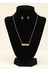 Blazin Roxx Cross Gold Bar Necklace Set 30996