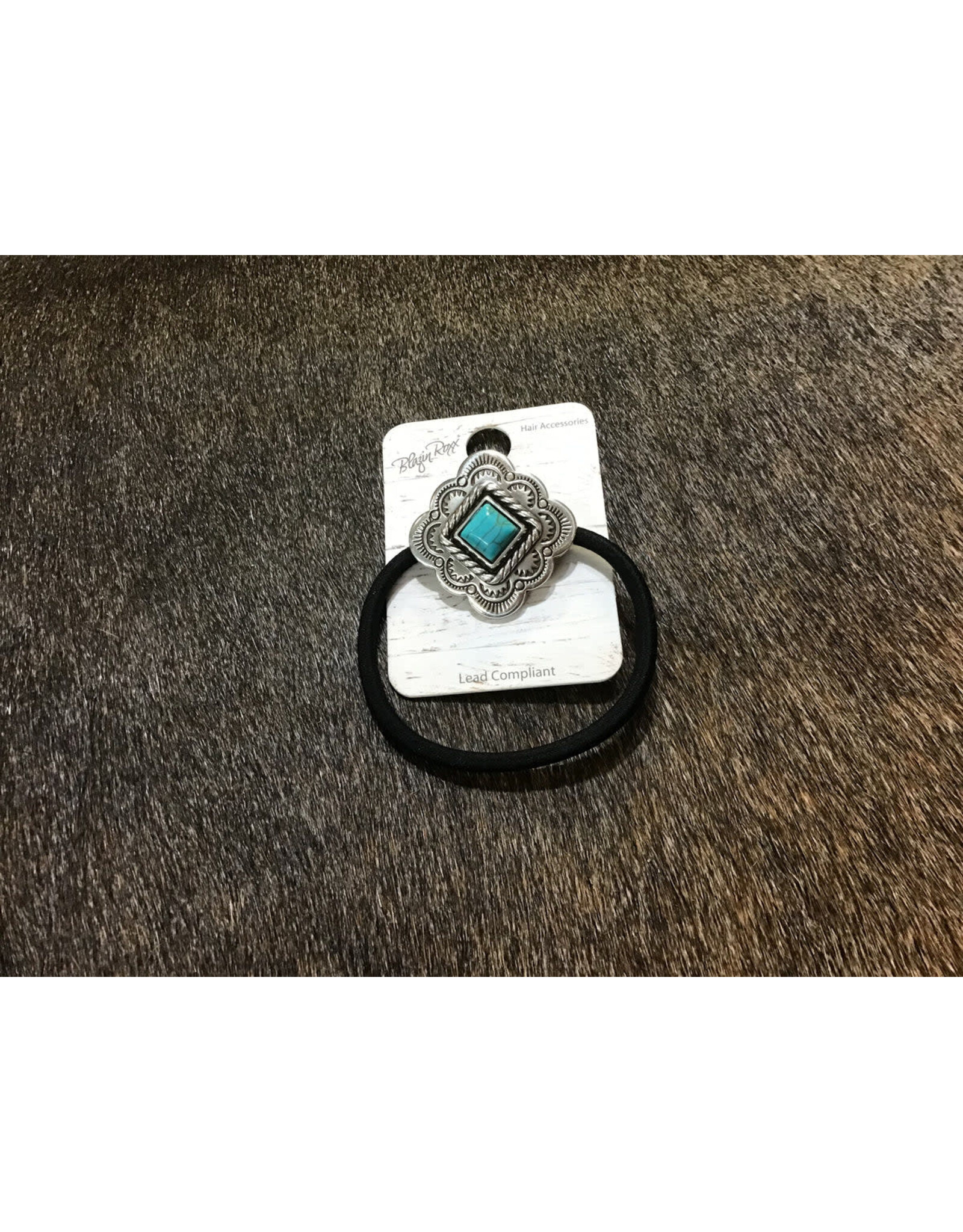 Blazin Roxx Diamond Turquoise Concho Hair Tie 30523
