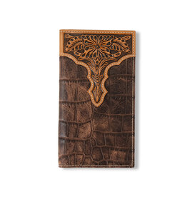 Ariat Ariat Brown Croc Print with Tooled Accent A3552802 Rodeo Wallet