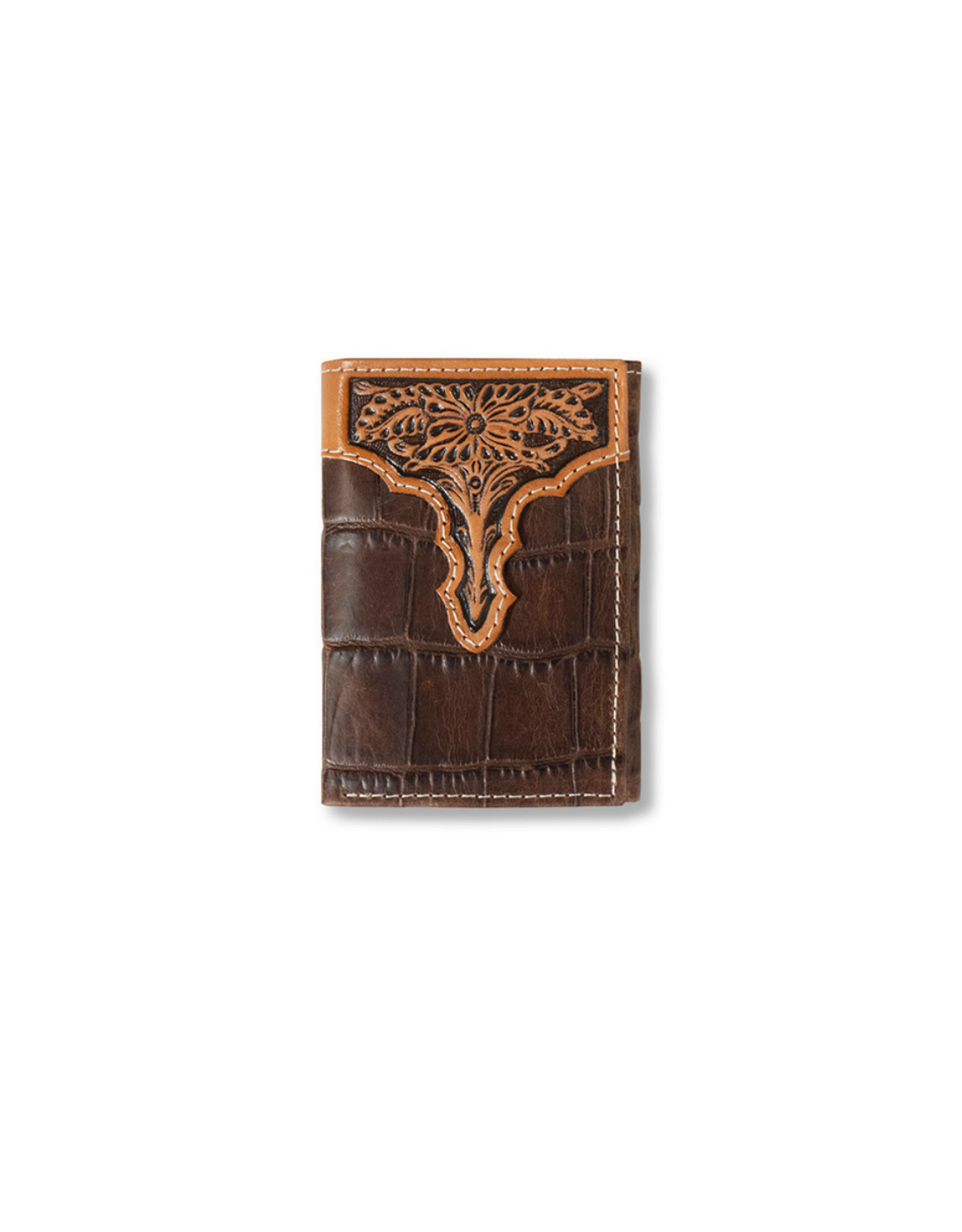 Ariat Ariat Tooled Leather Embossed Croc A3552902 Tri Fold Wallet