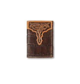 Ariat Ariat Tooled Leather Embossed Croc A3552902 Tri Fold Wallet