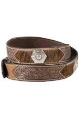 Nocona Nocona 1 1/2” Tooled With Hair on Hide Accents Belt  N210000102