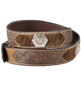 Nocona 1 1/2” Tooled With Hair on Hide Accents Belt  N210000102