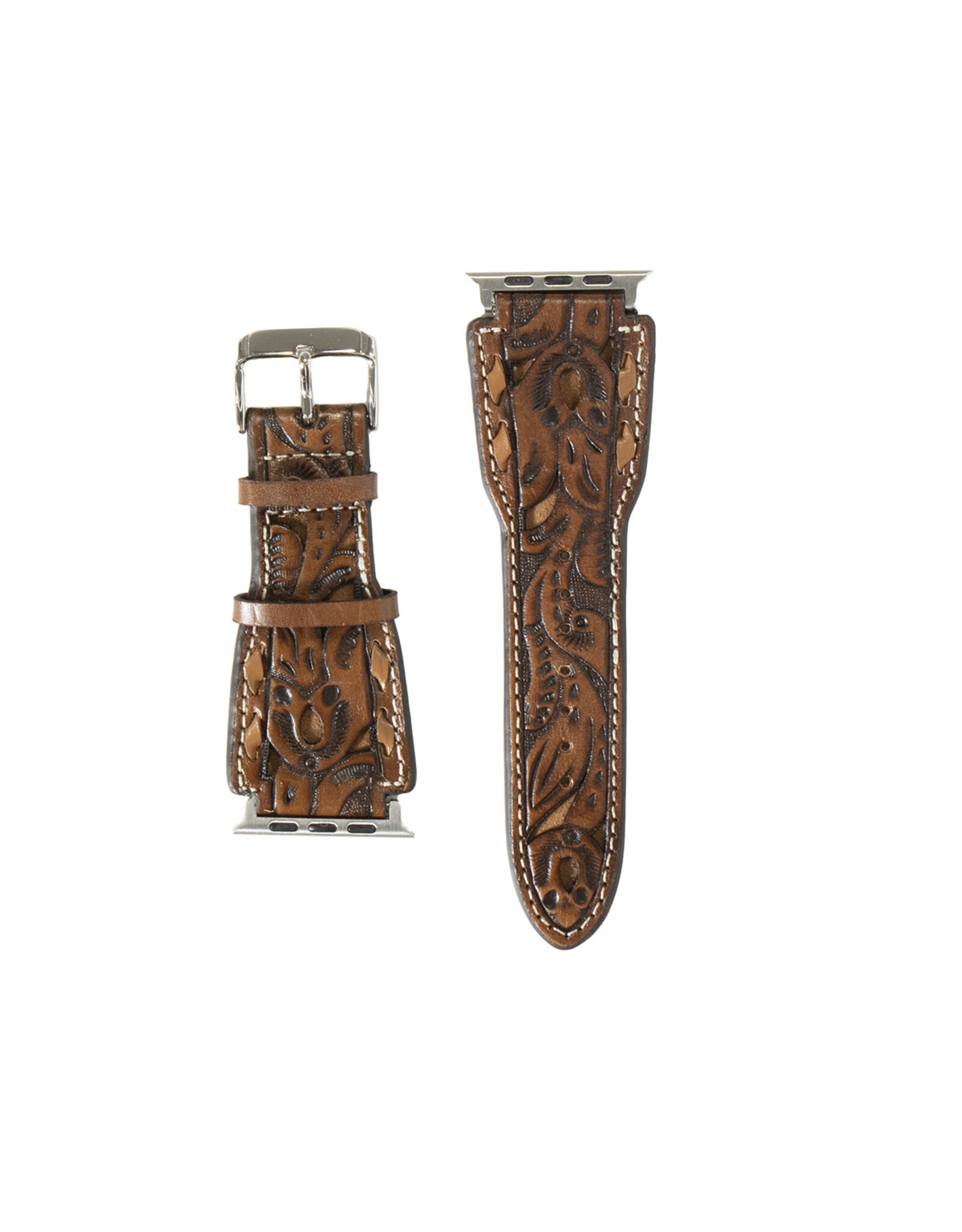 Nocona Nocona Leather I Watch Band Brown Floral Tooled N3102002-M