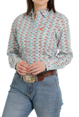Cinch Ladies Teal/Burnt Orange MSW9164201WHT Button Down Shirt