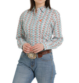 Cinch Ladies Teal/Burnt Orange MSW9164201WHT Button Down Shirt