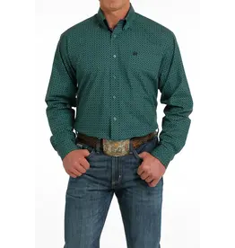 Cinch Men's Teal Geo Print MTW1105567TEA Long Sleeve Shirt