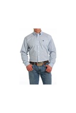 Cinch Mens Blue Plaid Stretch Long Sleeve Button Up Shirt MTW1105563