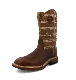 Twisted X Men's Brown Top W/Barbed Wire Cellstretch MXBAW05 Alloy Toe Work Boots
