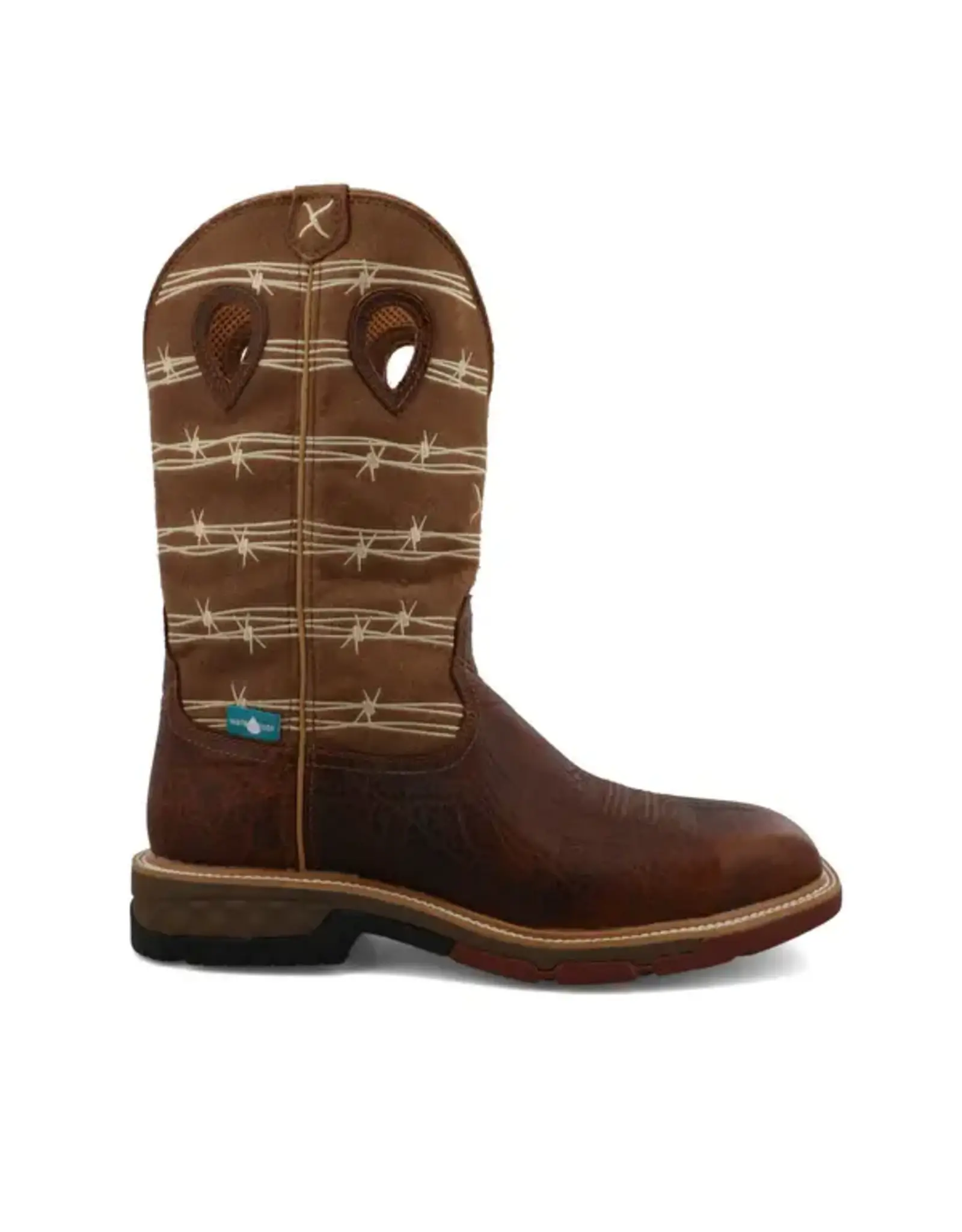 Twisted X  Men's Brown Top W/Barbed Wire Cellstretch MXBAW05 Alloy Toe Work Boots