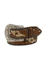 Nocona Nocona Ladies Flower Overlay Tooled Belt N320002402
