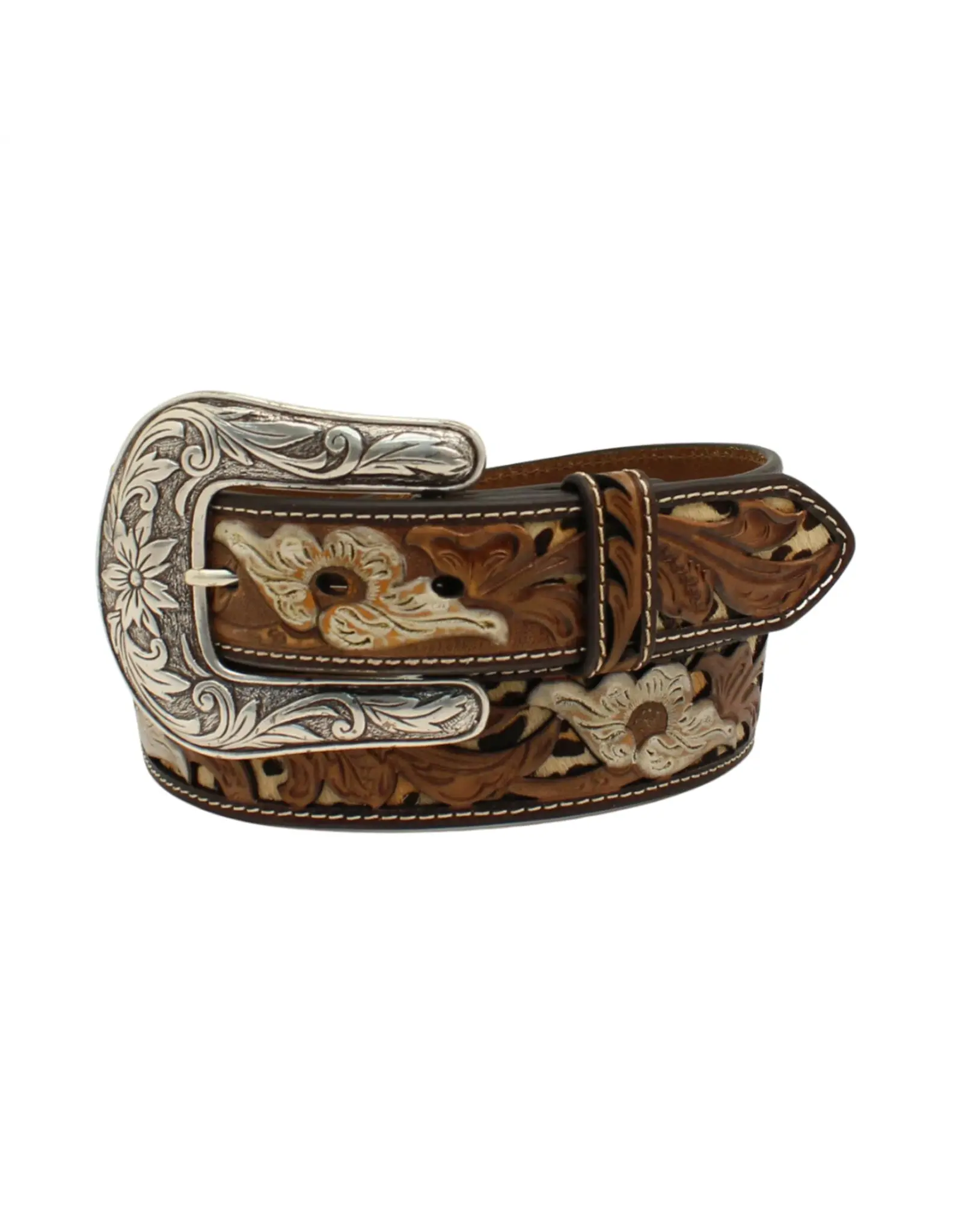 Nocona Nocona Ladies Flower Overlay Tooled Belt N320002402