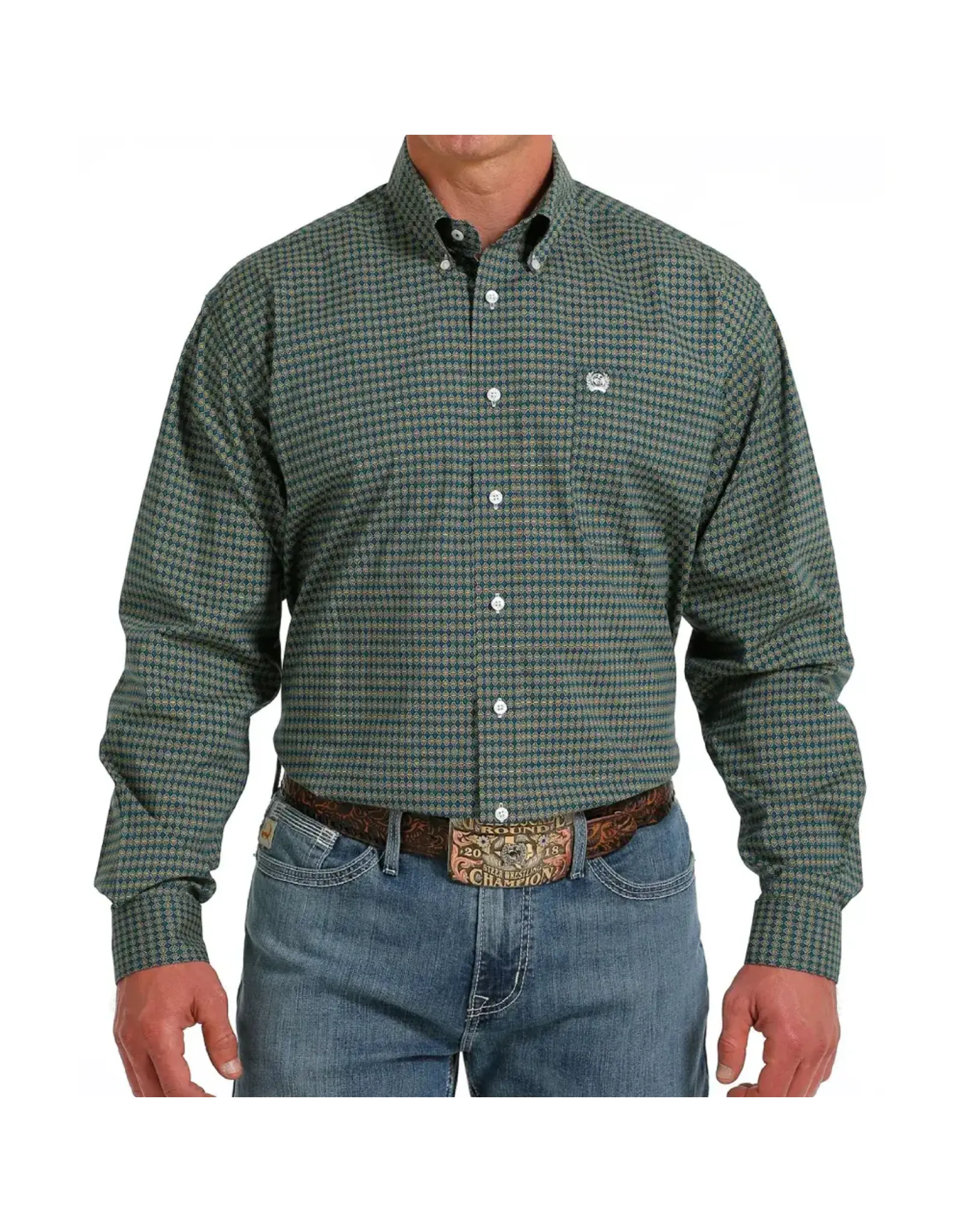 Cinch Mens Multi Print MTW1105590 Stretch Long Sleeve Button Up Shirt
