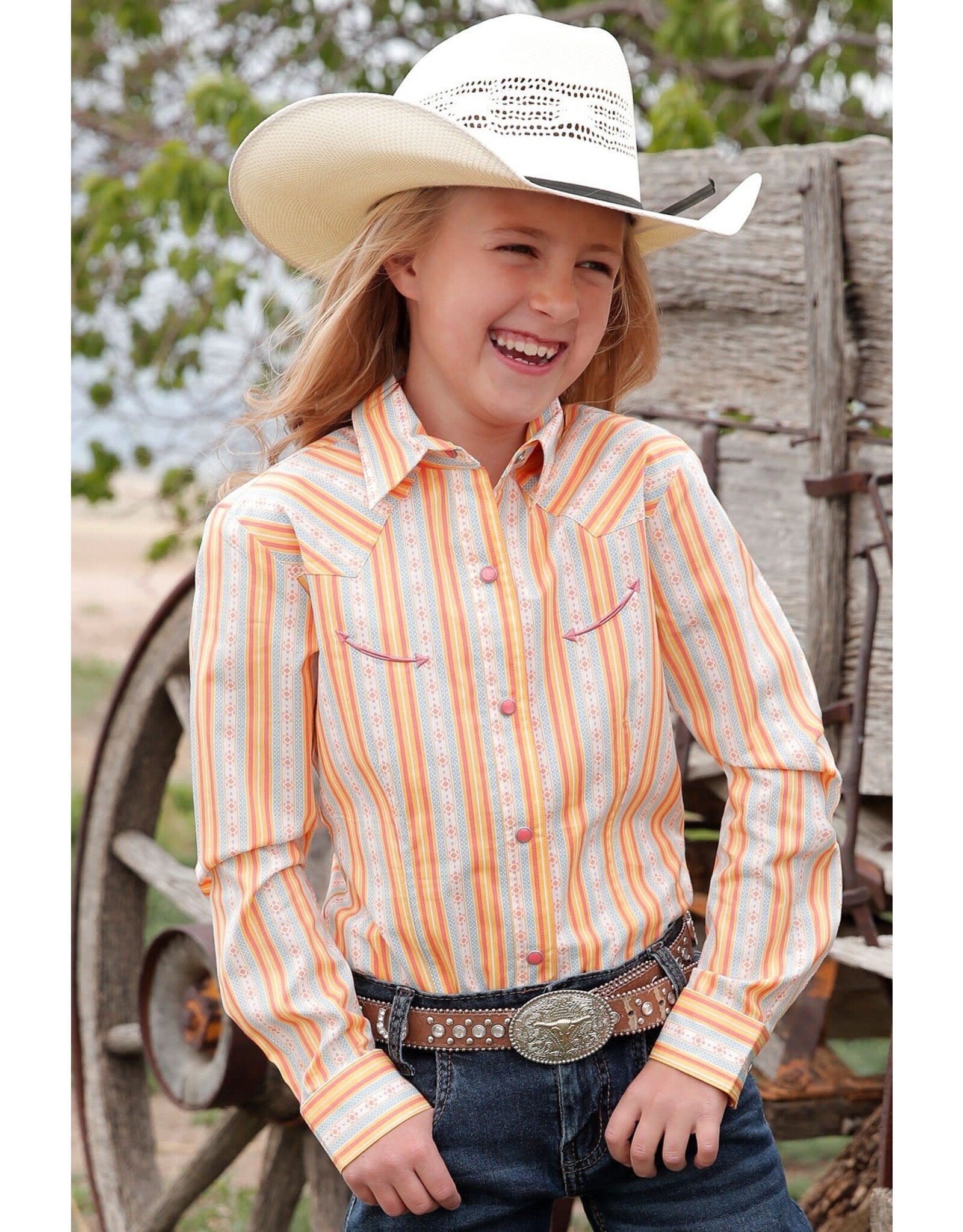 Cinch Girls Long Sleeve CTW3370015MUL Multi Pattern Shirt