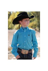 Cinch Boys Long Sleeve MTW7060326 Turquoise Print Shirt