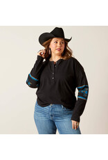 Ariat Ariat Ladies Relaxed Black Washed Henley 10046444 Shirt