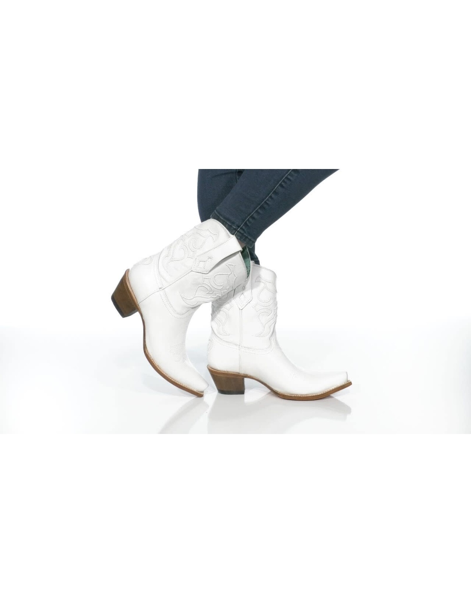 Corral Corral Ladies White Embroidered Western Ankle Boots Z5071