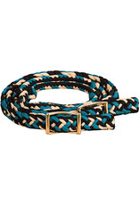 Mustang NRCustom Braided 3/4”x8’ Barrel Racing Reins 8106 DRY Black/Teal/Cream