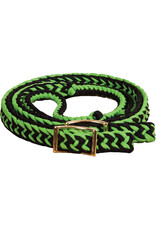 Mustang NRCustom Braided 3/4”x8’ Barrel Racing Reins 8106 ND Lime/Black