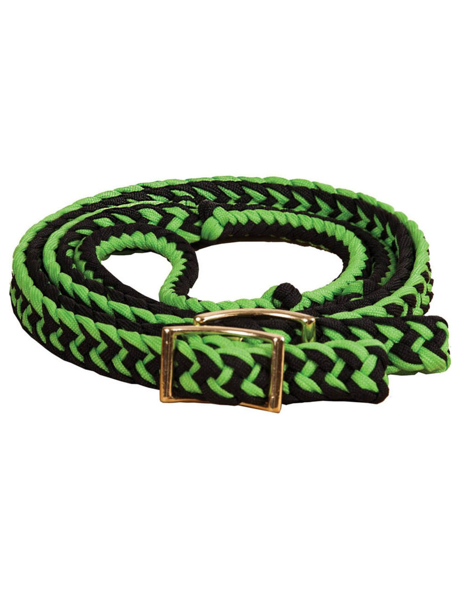 Mustang NRCustom Braided 3/4”x8’ Barrel Racing Reins 8106 ND Lime/Black