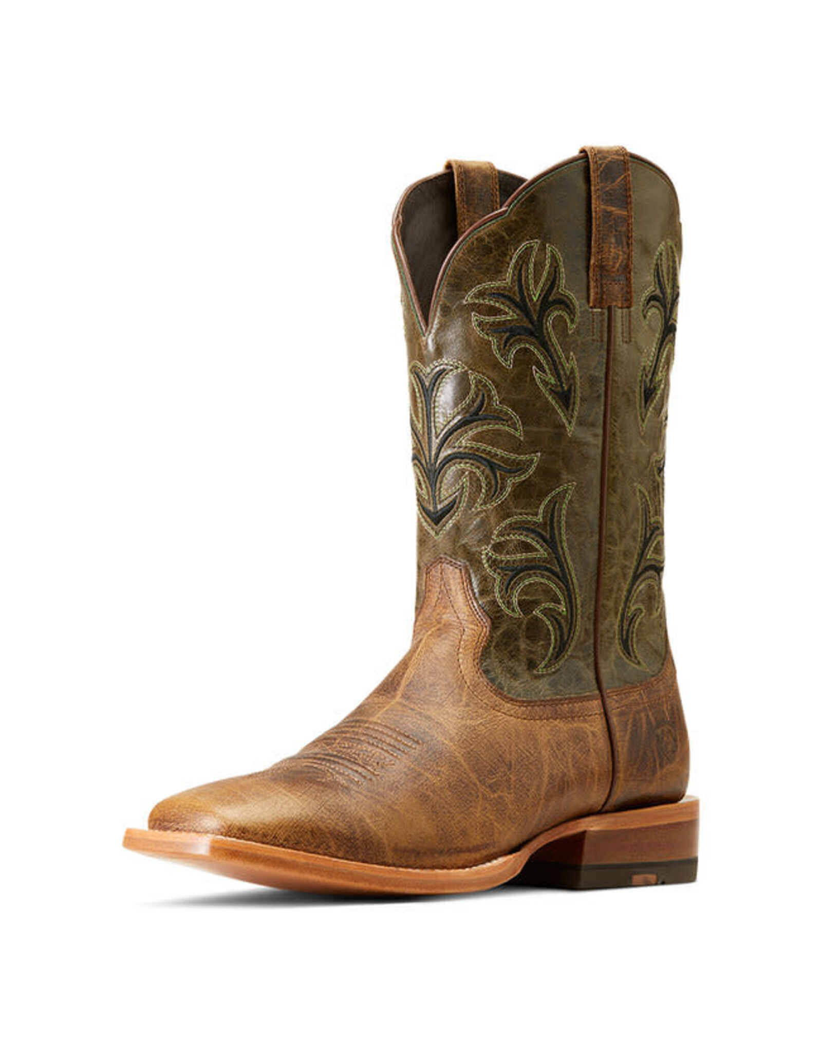 Ariat Men's Cowboss Crinkle Brown/Prairie Green 10046854 Western Boots