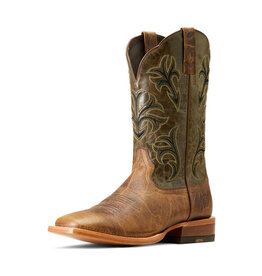 Ariat Men's Cowboss Crinkle Brown/Prairie Green 10046854 Western Boots