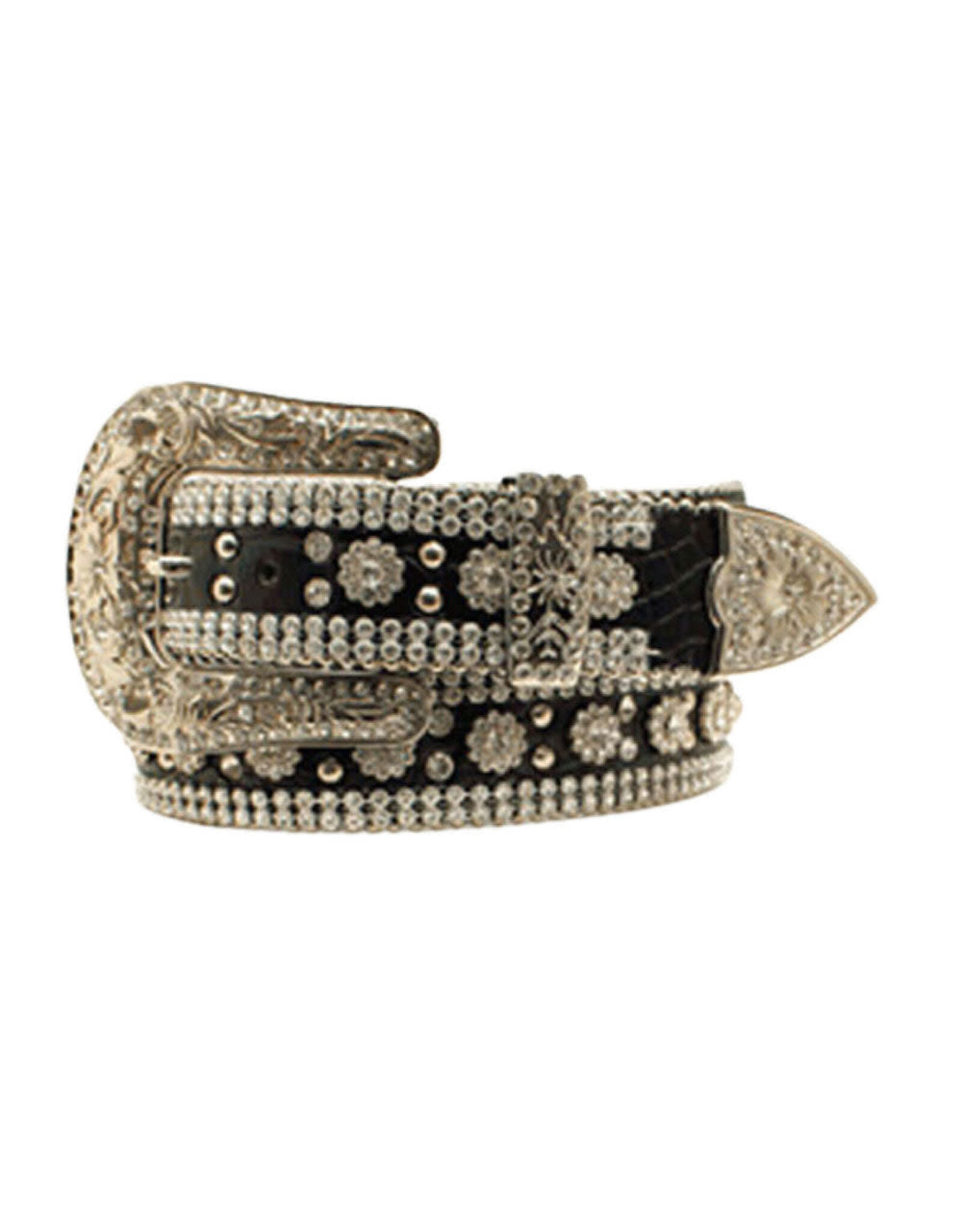 Angel Ranch Angel Ranch Ladies Black Bling Croc Belt DA1070