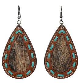 Justin Justin Brindle Hair On Turquoise Laced Leather Earrings 23036EJ2