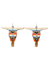 Blazin Roxx Serape Steer Skull Earrings 30950