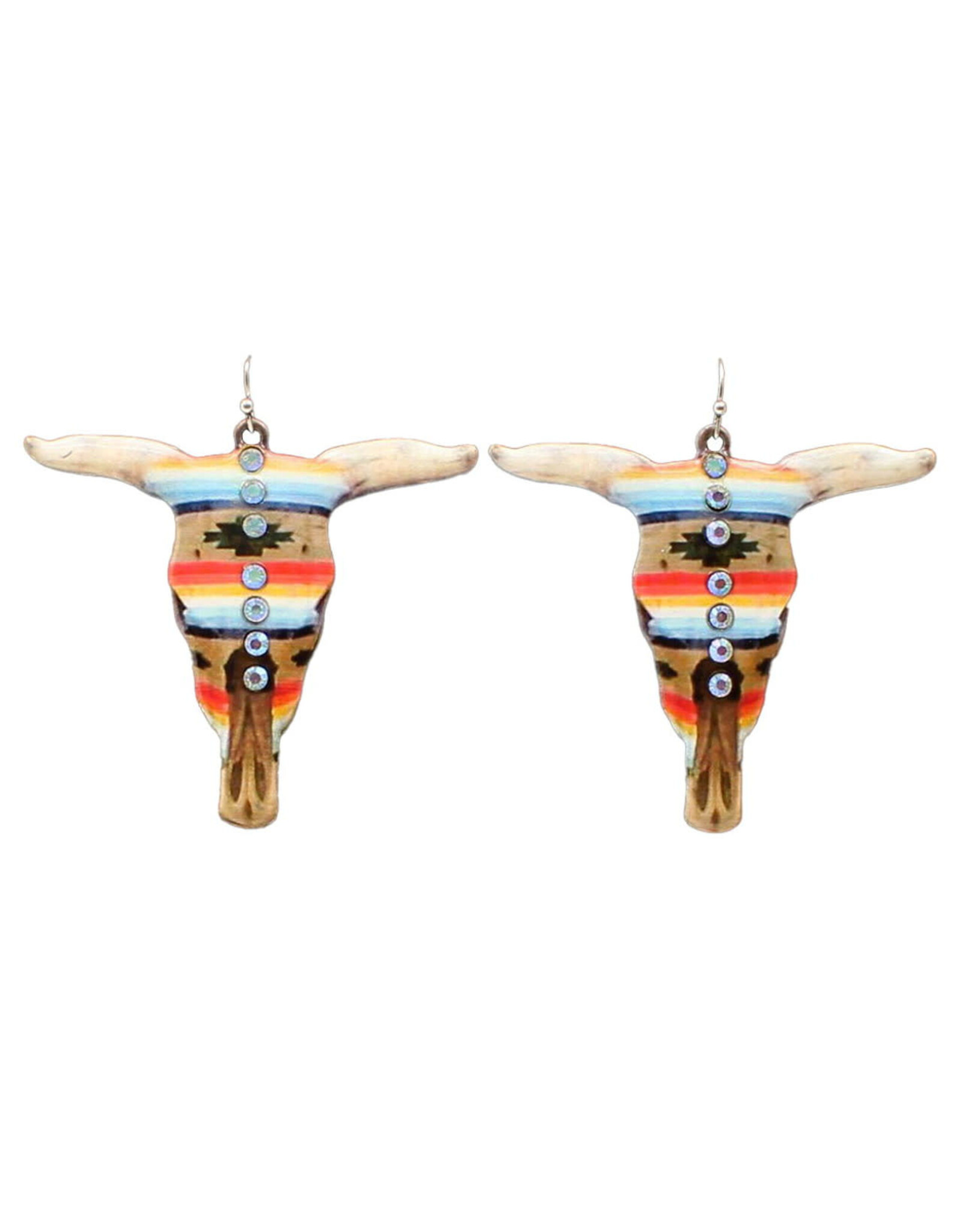 Blazin Roxx Blazin Roxx Serape Steer Skull Earrings 30950