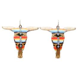 Blazin Roxx Blazin Roxx Serape Steer Skull Earrings 30950