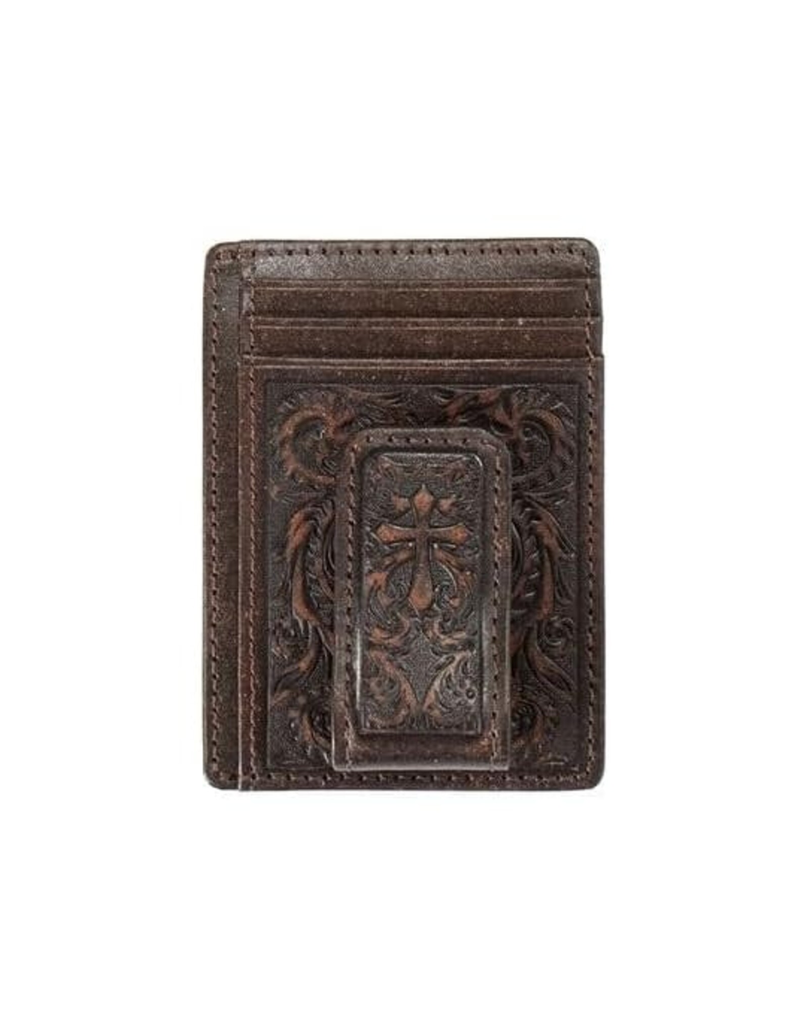 Nocona Nocona Leather Tooled Cross Money Clip Wallet N5417544