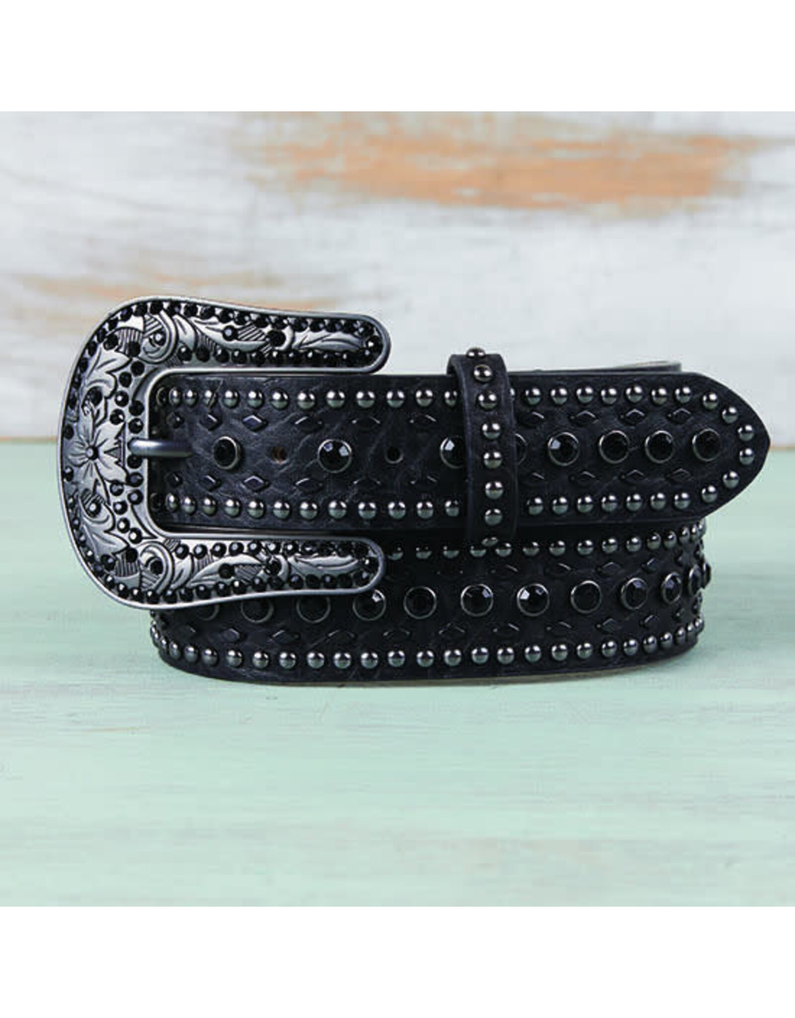 Nocona Ladies Black Studded Bling Belt N3410201