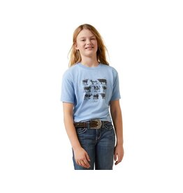 Ariat Girls Cow Chart 10047598 Light Blue Heather T-Shirt