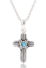 Montana Silversmiths Montana Silversmiths Turquoise Feathered Cross NC4529 Necklace