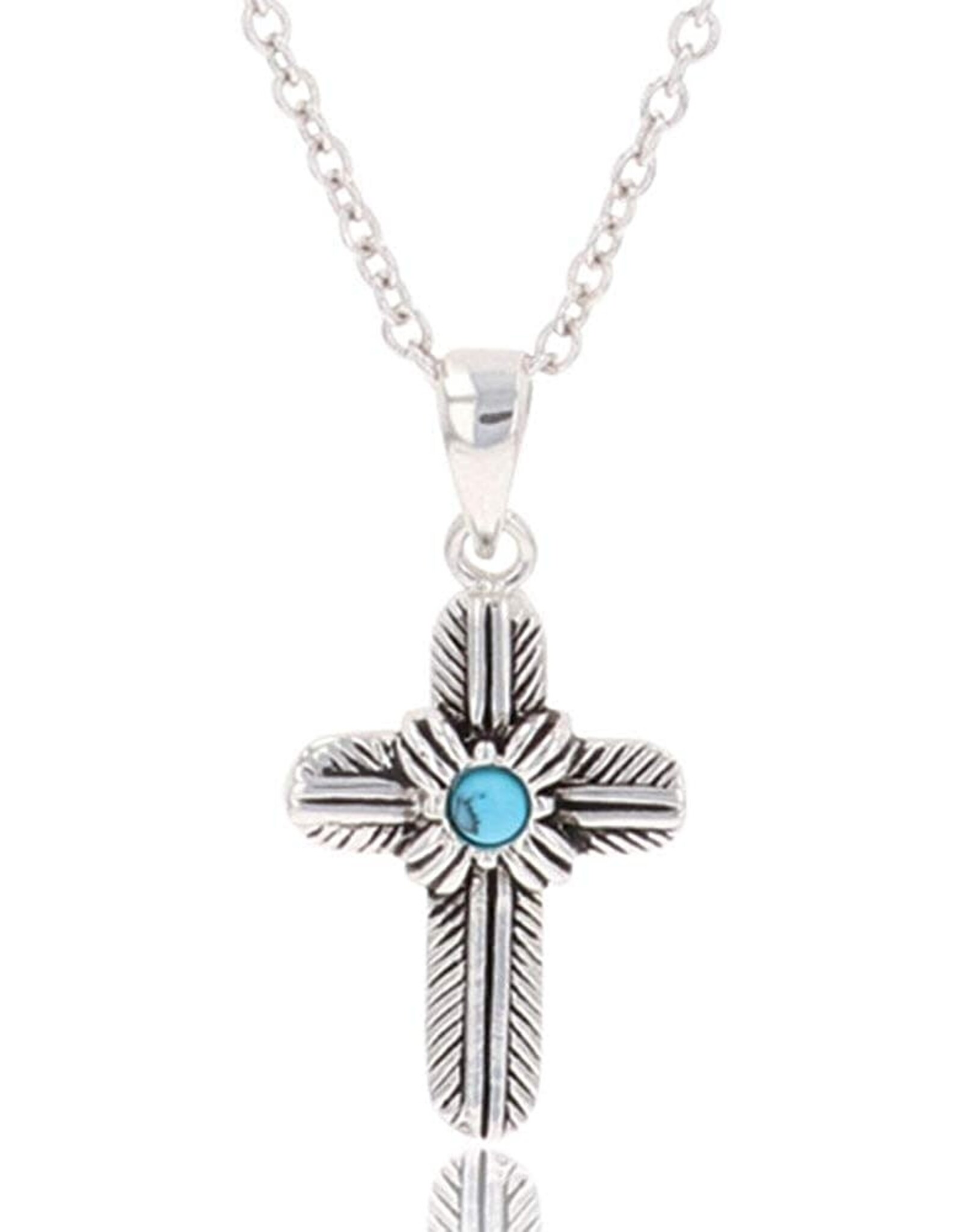 Montana Silversmiths Montana Silversmiths Turquoise Feathered Cross NC4529 Necklace