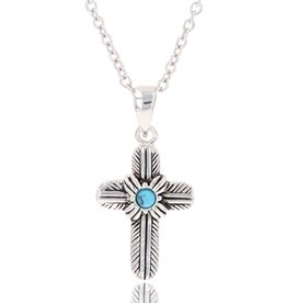 Montana Silversmiths Montana Silversmiths Turquoise Feathered Cross NC4529 Necklace