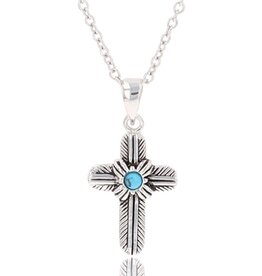Montana Silversmiths Turquoise Feathered Cross NC4529 Necklace