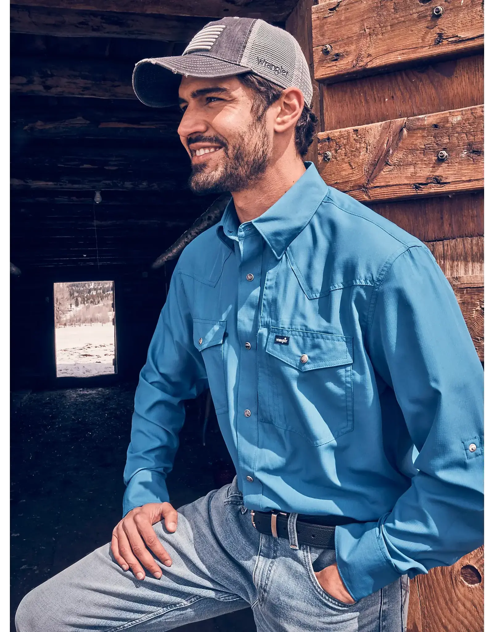 Wrangler Wrangler Men’s Western Long Sleeve Shirt 112323767 Blue