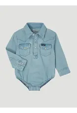 Wrangler Wrangler Baby Long Sleeve Bodysuit PQ1371D Faded Blue
