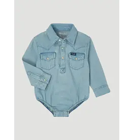 Wrangler Wrangler Baby Long Sleeve Bodysuit PQ1371D Faded Blue
