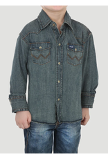 Wrangler Wrangler Boys Antique Blue Pearl Snap Denim Shirt 10BS1039W