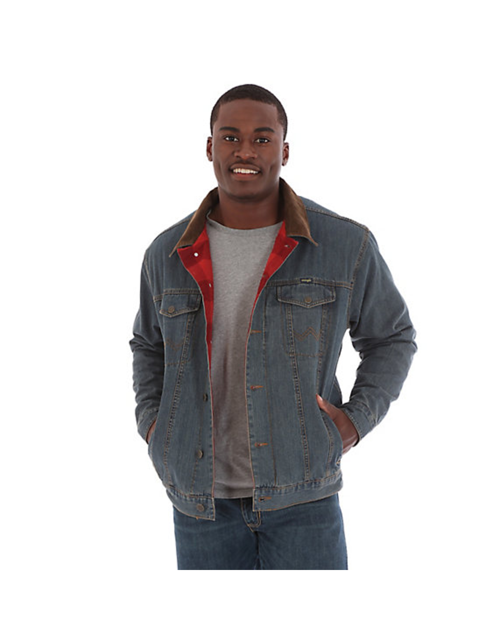 Wrangler Men’s Blanket Lined Corduroy Collar 74265RT Rustic Blue Jean Jacket