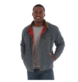 Wrangler Men’s Blanket Lined Corduroy Collar 74265RT Rustic Blue Jean Jacket
