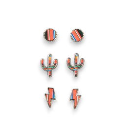 Silver Strike Silver Strike Serape Cactus Stud Earring Set D460014997