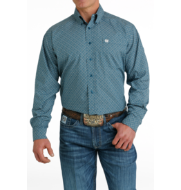 Cinch Mens Classic Fit Blue Print MTW1105658 Long Sleeve Button Up Western Shirt