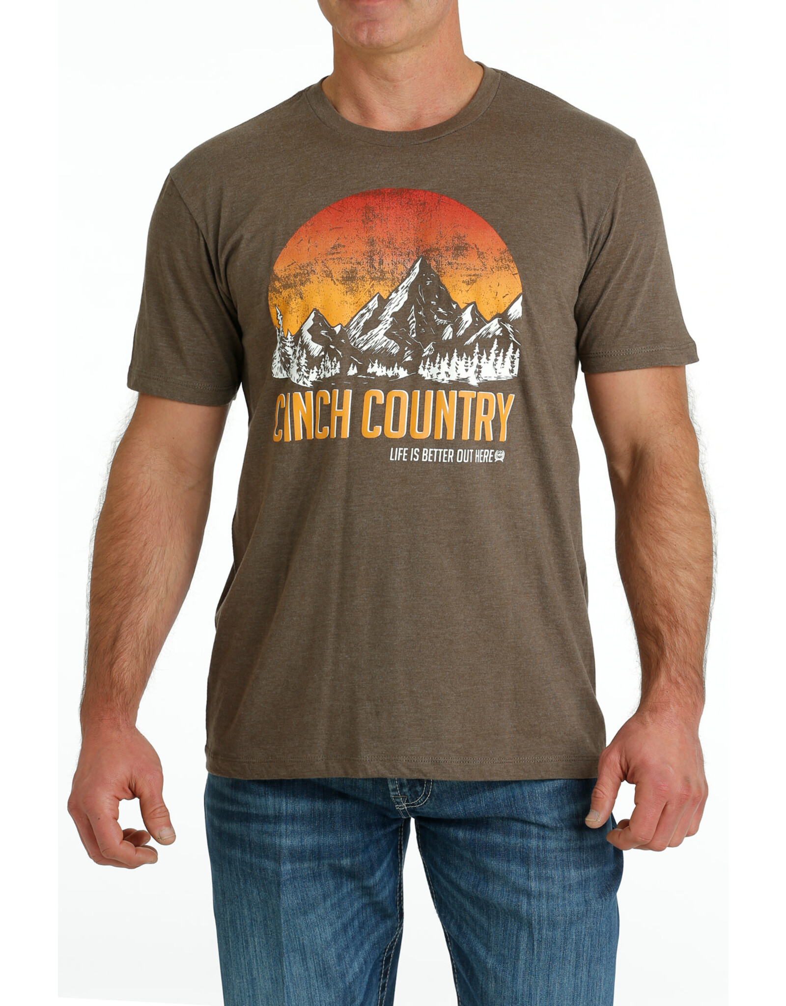 Cinch Mens Mountain Cinch Country MTT1690593 Brown Graphic Tee