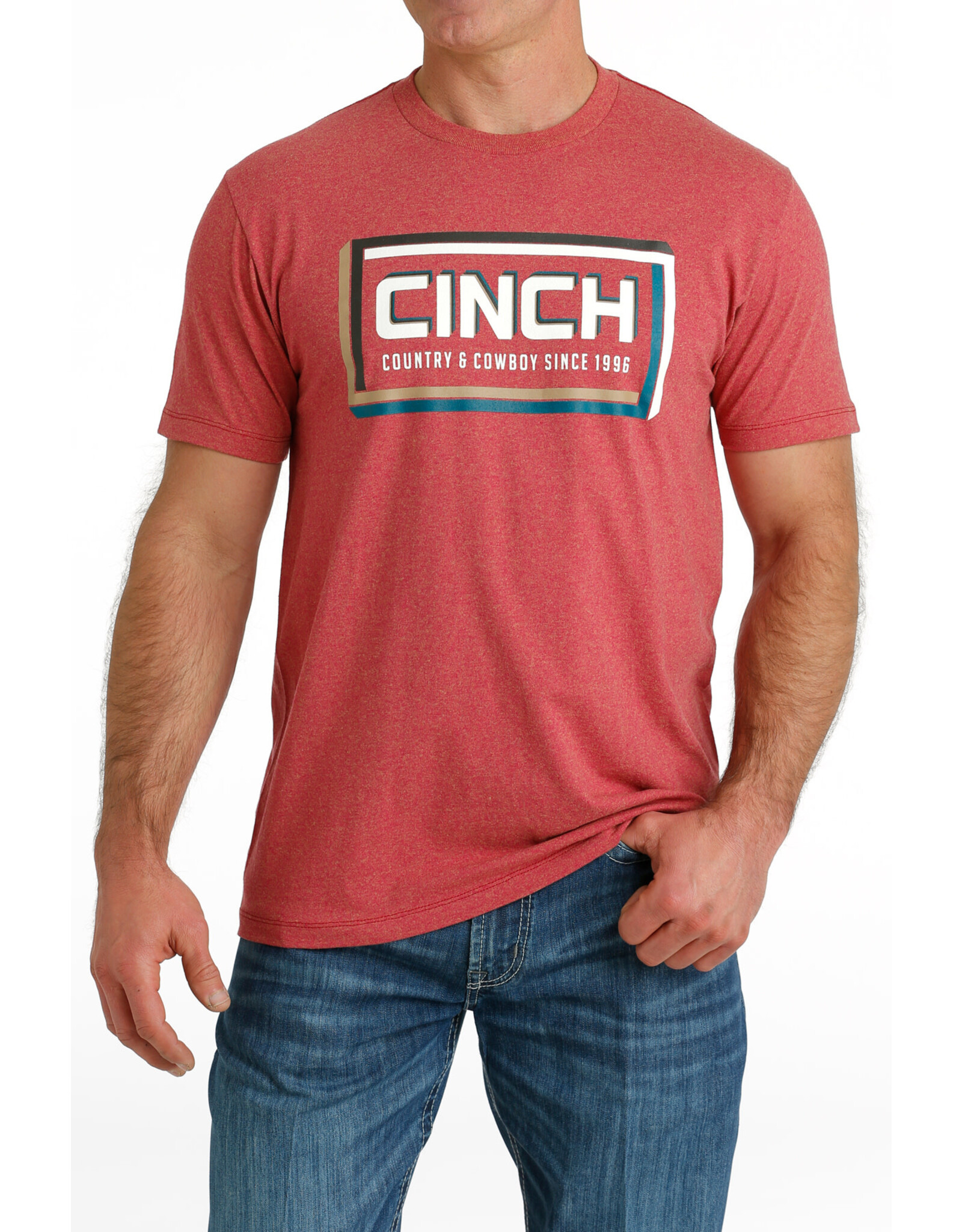 Cinch Mens Logo MTT1690592 RED Graphic Tee