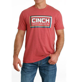 Cinch Mens Logo MTT1690592 RED Graphic Tee